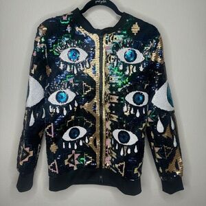 Sequin Evil Eye jacket, size medium